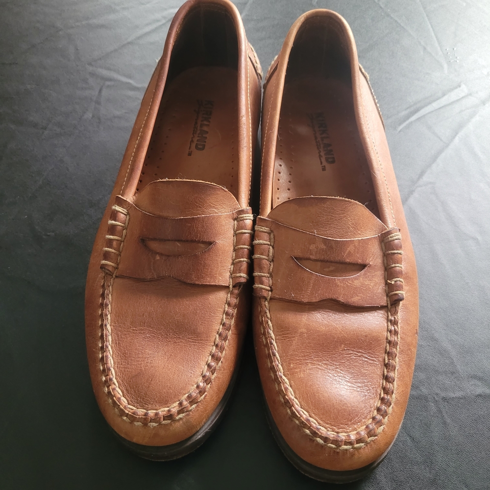 Man Kirkland Signature Tan Soft Leather Loafers Size 10
